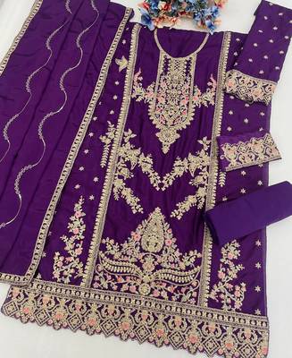 purple chinon embroidered pakistani suit 3