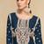 Designer chinon teal blue straight suit for women pakistani style