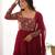 Women red embroidered long anarkali kurta set with dupatta