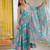 sky blue floral print straight kali cut anarkali suit 