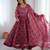 maroon presenting ajrak print anarkali suit 