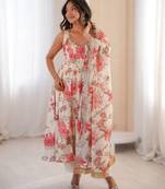 chiku floral print straight kali cut anarkali suit 