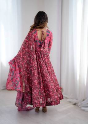 maroon presenting ajrak print anarkali suit  2