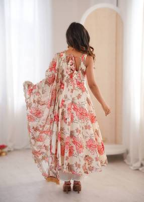 chiku floral print straight kali cut anarkali suit  2