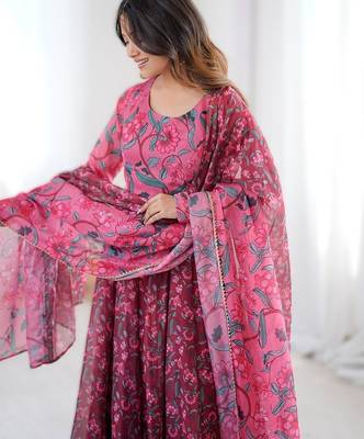 maroon presenting ajrak print anarkali suit  3