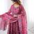 maroon presenting ajrak print anarkali suit 