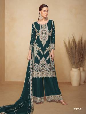 Bottle green chinon semi stitched wedding suits 1