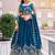 Beautiful Blue Thread Embroidered Silk Wedding Lehenga Choli