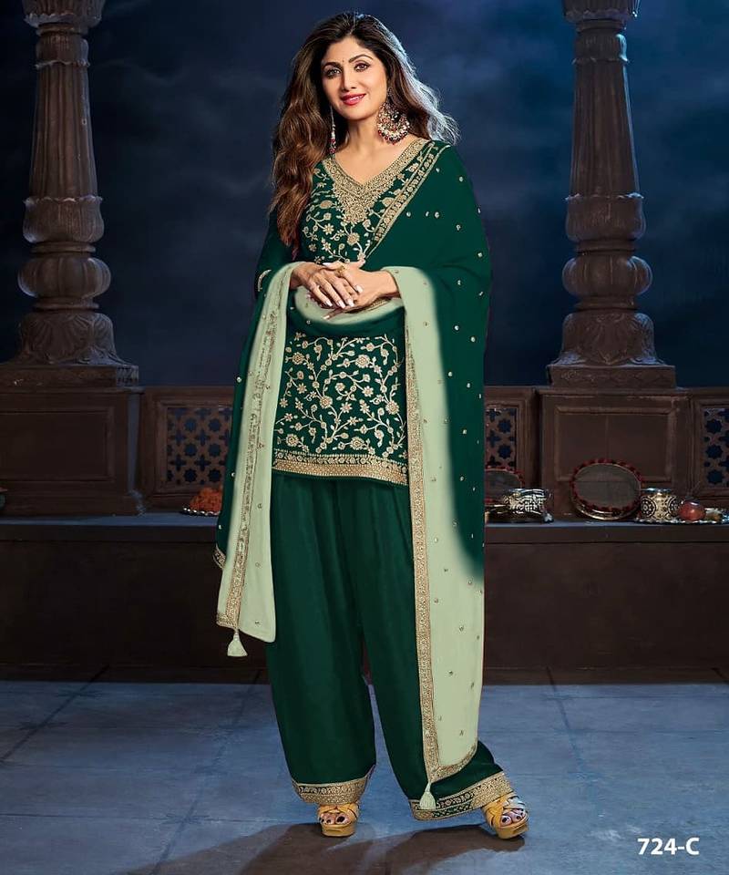 Peacock green dola silk  wedding suits