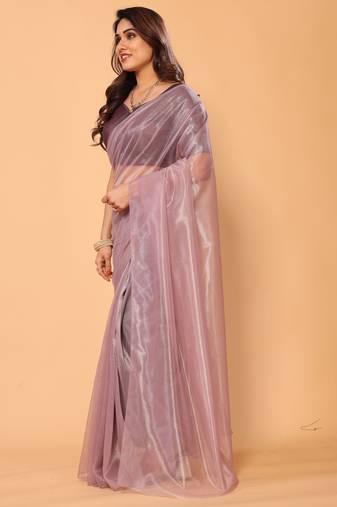 Pretty Designer Plain  Jimmy Choo Twill net Saree with Unstitched Plain Blouse Piece