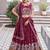 Attractive Red Thread Embroidered Silk Lehenga Choli With Dupatta