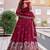 Attractive Red Thread Embroidered Silk Lehenga Choli With Dupatta