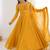 Precious Yellow Lace Work Georgette Haldi Wear Gown With Dupatta