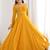 Precious Yellow Lace Work Georgette Haldi Wear Gown With Dupatta