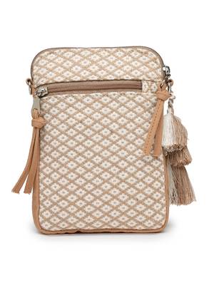Anekaant earth edit beige jacquard geometric mini sling bag 6