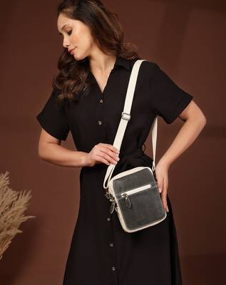 Anekaant timber  &  thread off white cotton solid sling bag 3