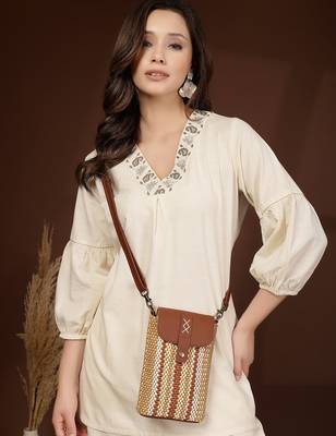 earth knots tan jute striped mini sling bag 3