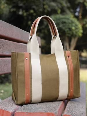 Anekaant sutra soil olive green canvas colorblocked handheld bag 1