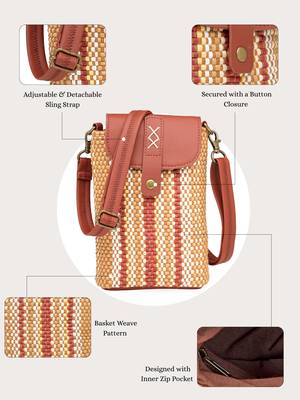  earth knots tan jute striped mini sling bag 4