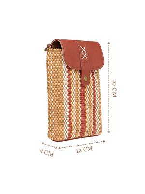  earth knots tan jute striped mini sling bag 5