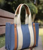 Anekaant sutra soil navy blue canvas colorblocked handheld bag