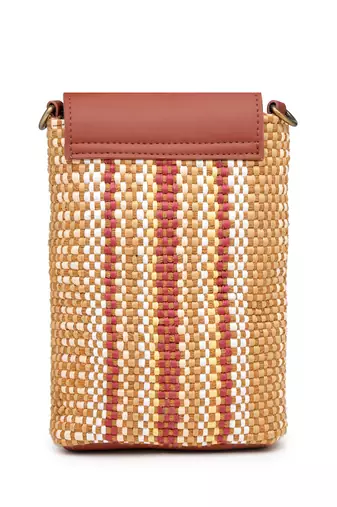 Anekaant earth knots tan jute striped mini sling bag