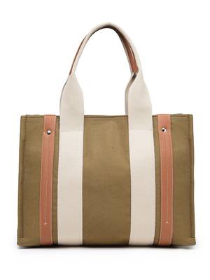 Anekaant sutra soil olive green canvas colorblocked handheld bag 6