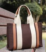 Anekaant sutra soil coffee brown canvas colorblocked handheld bag
