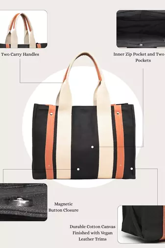Anekaant sutra soil black canvas colorblocked handheld bag