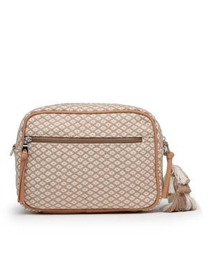 Anekaant earth edit beige jacquard geometric sling bag 6