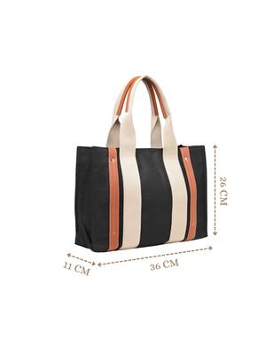 Anekaant sutra soil black canvas colorblocked handheld bag 5