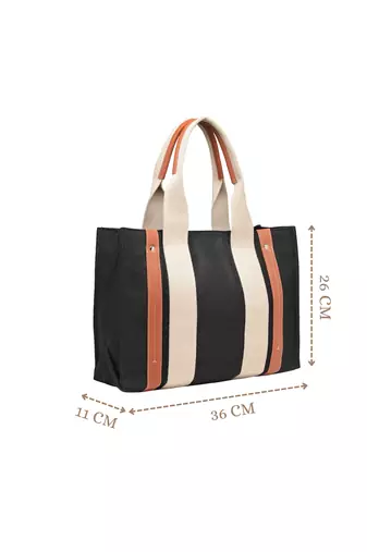 Anekaant sutra soil black canvas colorblocked handheld bag