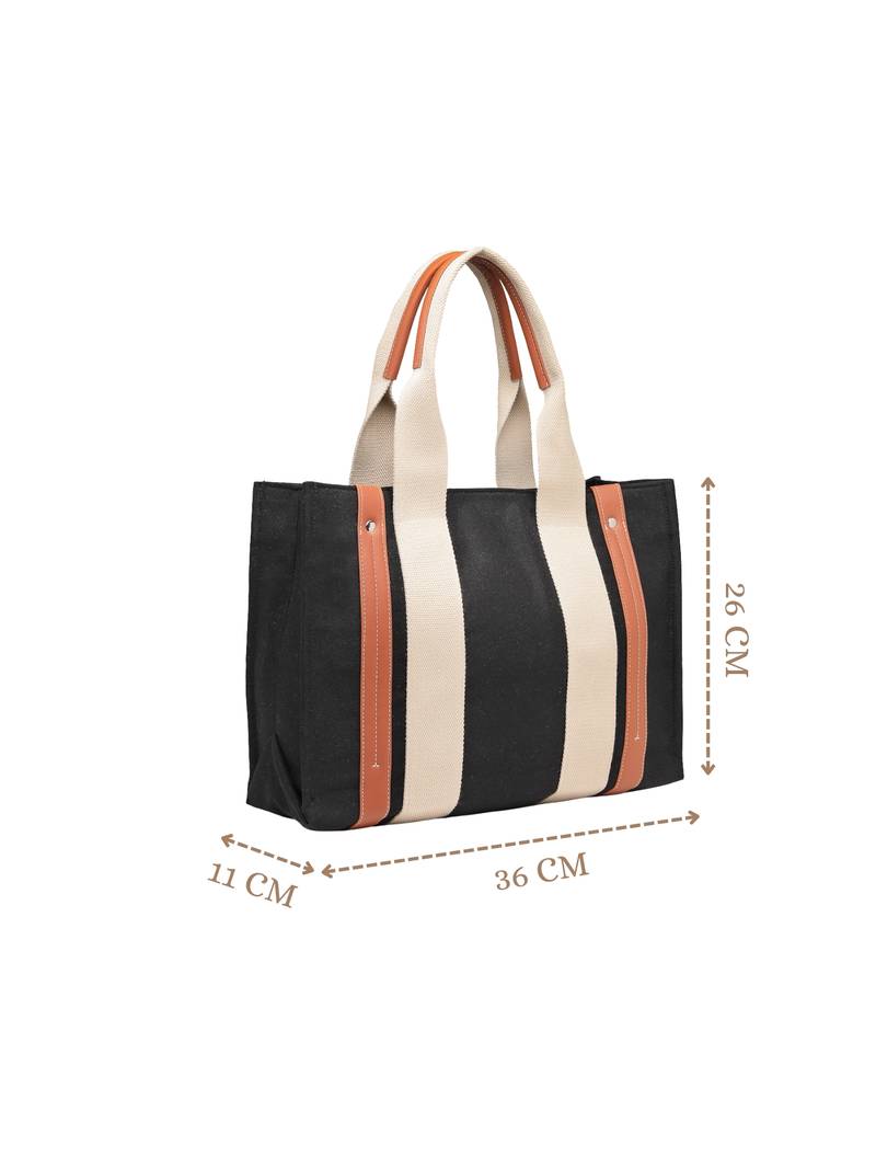 Anekaant sutra soil black canvas colorblocked handheld bag