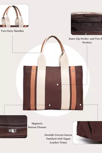 Anekaant sutra soil coffee brown canvas colorblocked handheld bag