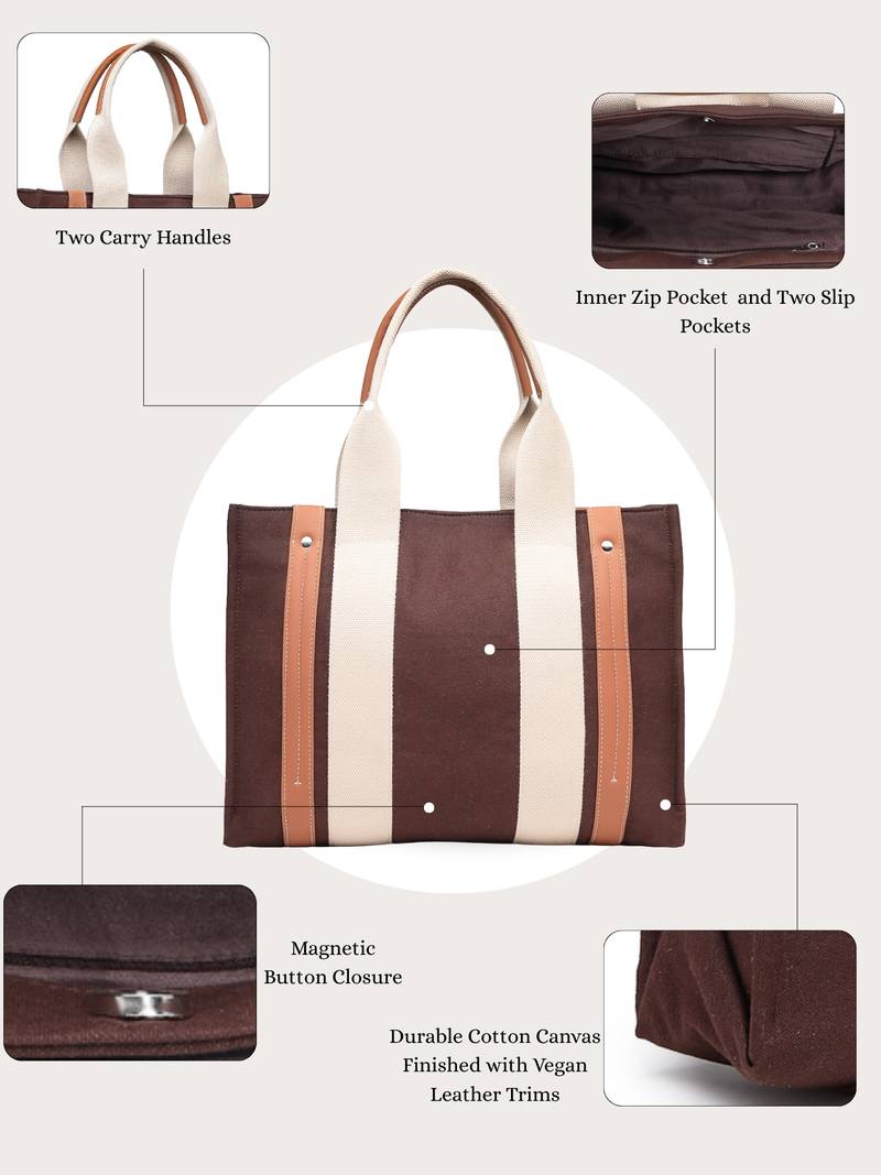 Anekaant sutra soil coffee brown canvas colorblocked handheld bag