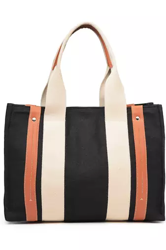 Anekaant sutra soil black canvas colorblocked handheld bag