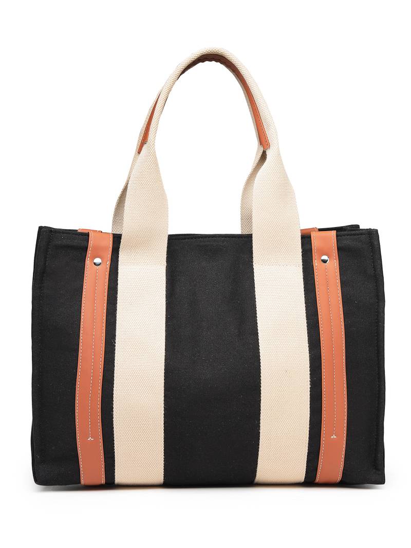 Anekaant sutra soil black canvas colorblocked handheld bag