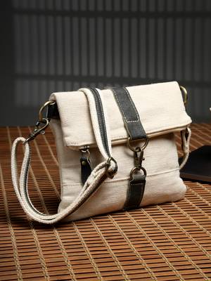  timber & thread off white jute solid sling bag 1