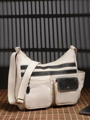  timber & thread off white cotton multipocket sling bag 1