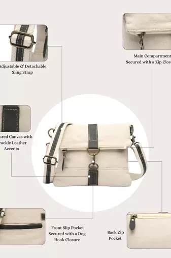 Anekaant timber  &  thread off white jute solid sling bag