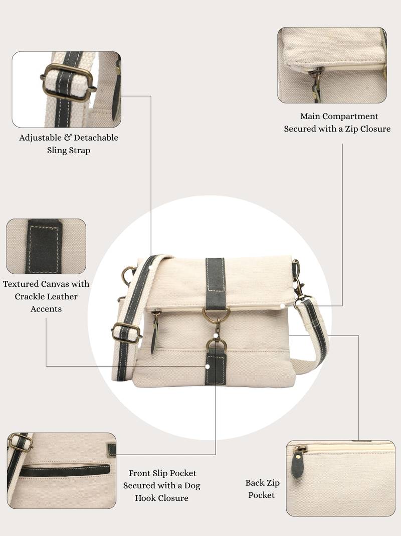 Anekaant timber & thread off white jute solid sling bag