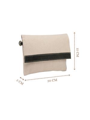 Anekaant timber  &  thread off white jute solid sling bag 5