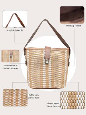 Anekaant earth knots brown jute striped handheld bag 4