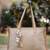 Anekaant earth edit beige jacquard geometric tote bag
