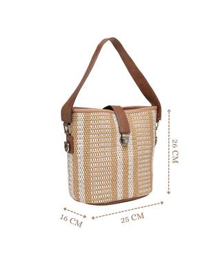 Anekaant earth knots brown jute striped handheld bag 5