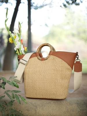  earth knots beige jute woven design handheld bag 3