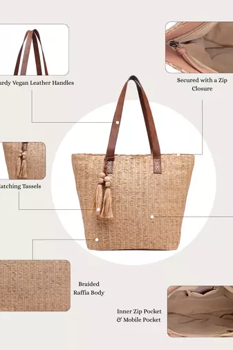 Anekaant earth knots beige jute woven design tote bag