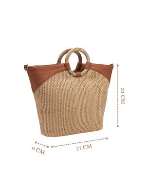  earth knots beige jute woven design handheld bag 5