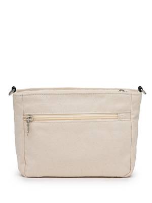 Anekaant earth edit off white & black jacquard striped sling bag 6