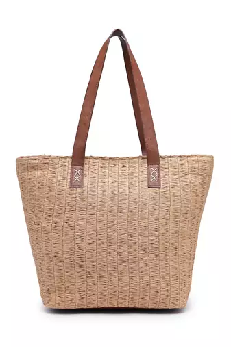 Anekaant earth knots beige jute woven design tote bag